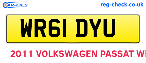 WR61DYU are the vehicle registration plates.