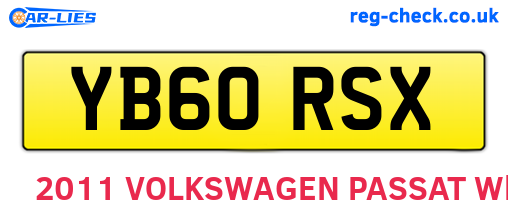 YB60RSX are the vehicle registration plates.