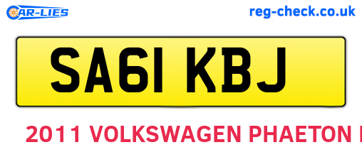 SA61KBJ are the vehicle registration plates.