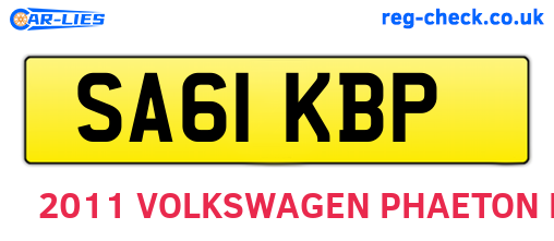 SA61KBP are the vehicle registration plates.