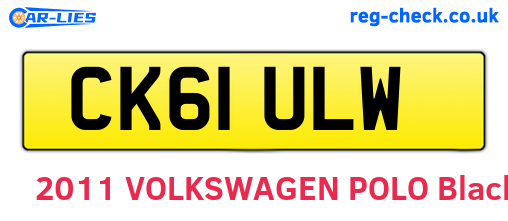 CK61ULW are the vehicle registration plates.