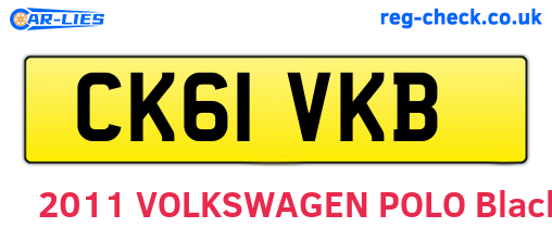 CK61VKB are the vehicle registration plates.