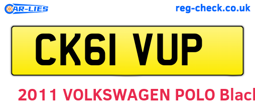 CK61VUP are the vehicle registration plates.