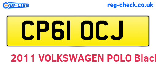 CP61OCJ are the vehicle registration plates.