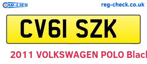 CV61SZK are the vehicle registration plates.