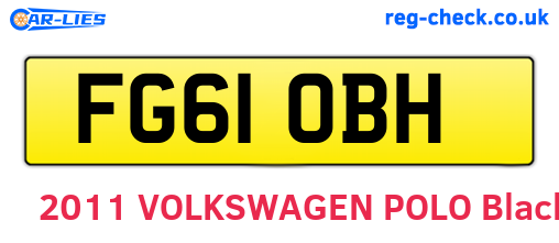 FG61OBH are the vehicle registration plates.