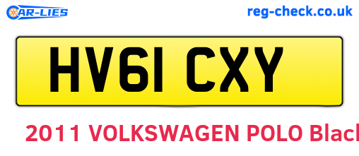 HV61CXY are the vehicle registration plates.