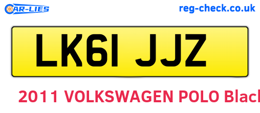LK61JJZ are the vehicle registration plates.