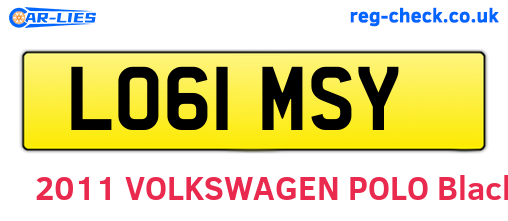 LO61MSY are the vehicle registration plates.
