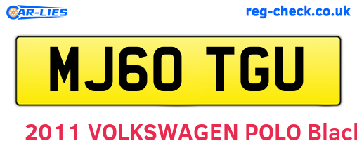 MJ60TGU are the vehicle registration plates.