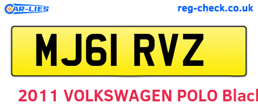 MJ61RVZ are the vehicle registration plates.