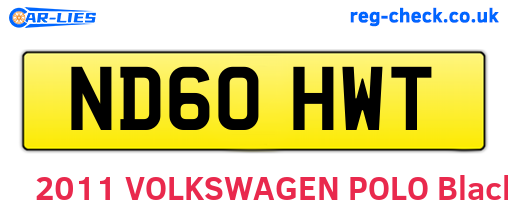 ND60HWT are the vehicle registration plates.