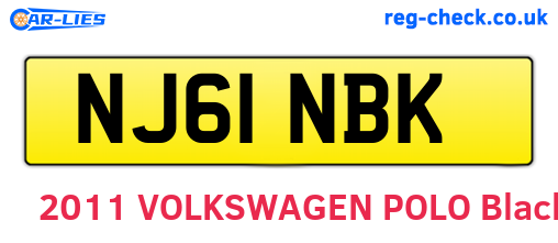 NJ61NBK are the vehicle registration plates.