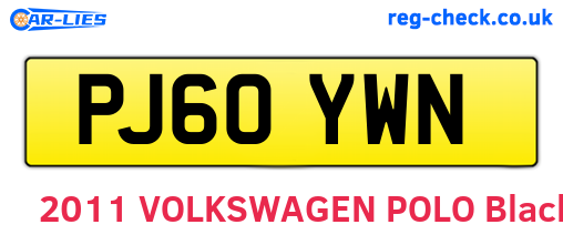 PJ60YWN are the vehicle registration plates.