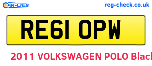 RE61OPW are the vehicle registration plates.