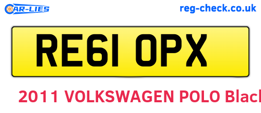 RE61OPX are the vehicle registration plates.