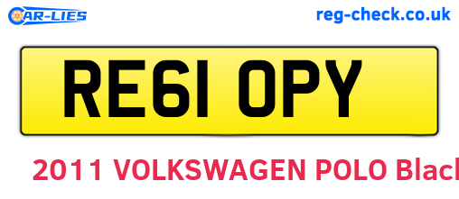 RE61OPY are the vehicle registration plates.