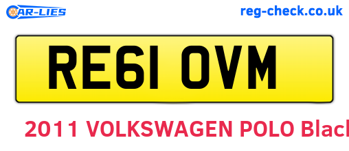 RE61OVM are the vehicle registration plates.
