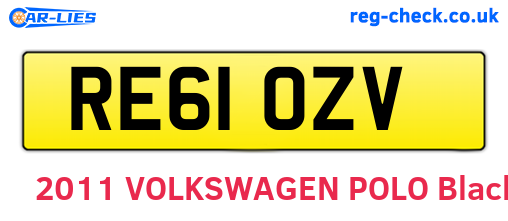 RE61OZV are the vehicle registration plates.