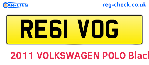 RE61VOG are the vehicle registration plates.