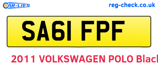 SA61FPF are the vehicle registration plates.