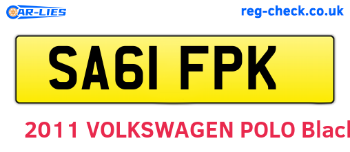 SA61FPK are the vehicle registration plates.