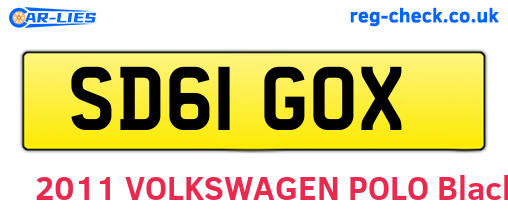 SD61GOX are the vehicle registration plates.
