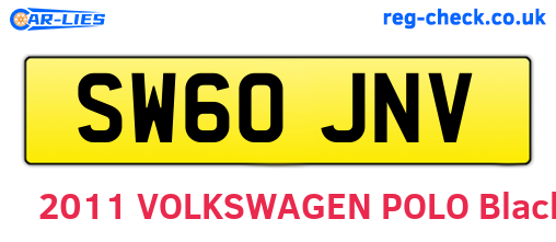 SW60JNV are the vehicle registration plates.