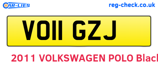 VO11GZJ are the vehicle registration plates.