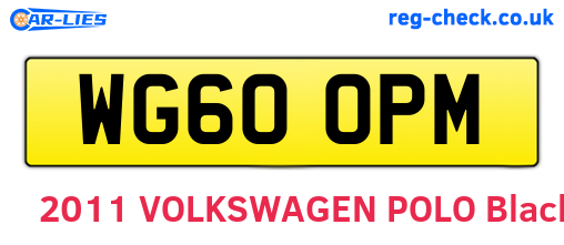 WG60OPM are the vehicle registration plates.