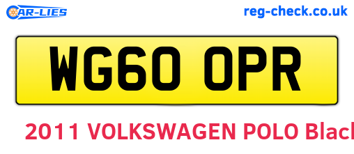 WG60OPR are the vehicle registration plates.