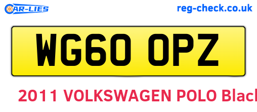 WG60OPZ are the vehicle registration plates.