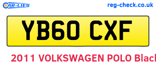YB60CXF are the vehicle registration plates.