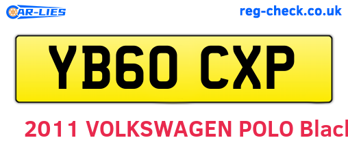 YB60CXP are the vehicle registration plates.