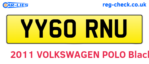 YY60RNU are the vehicle registration plates.