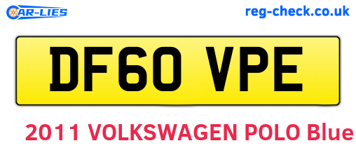 DF60VPE are the vehicle registration plates.