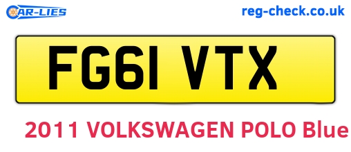 FG61VTX are the vehicle registration plates.