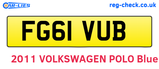 FG61VUB are the vehicle registration plates.
