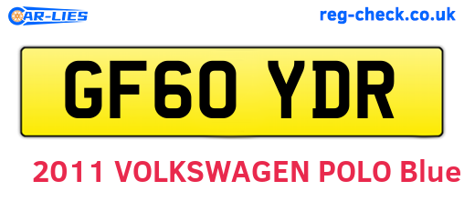 GF60YDR are the vehicle registration plates.