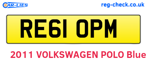 RE61OPM are the vehicle registration plates.