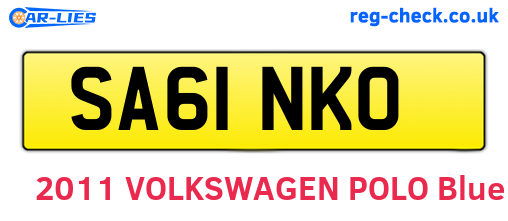 SA61NKO are the vehicle registration plates.