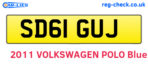SD61GUJ are the vehicle registration plates.