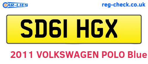SD61HGX are the vehicle registration plates.