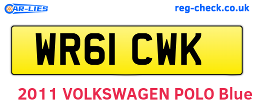 WR61CWK are the vehicle registration plates.
