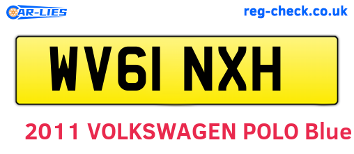 WV61NXH are the vehicle registration plates.
