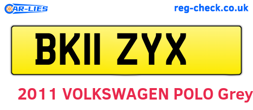 BK11ZYX are the vehicle registration plates.