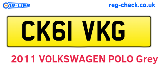 CK61VKG are the vehicle registration plates.