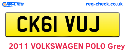 CK61VUJ are the vehicle registration plates.