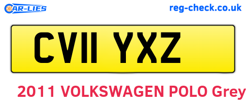 CV11YXZ are the vehicle registration plates.