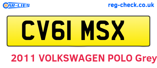CV61MSX are the vehicle registration plates.